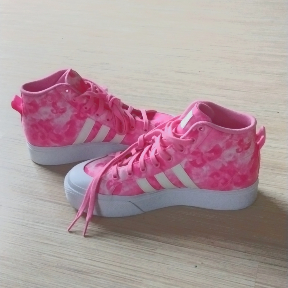 Adidas Bravado Pink High Top Canvas Sneakers Size 9.5